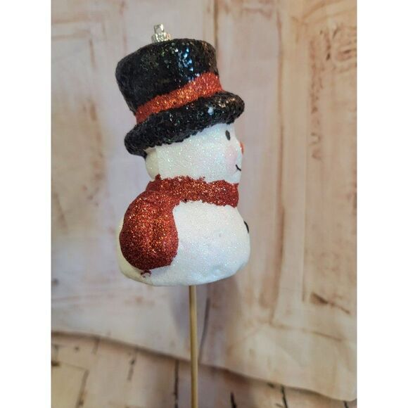Glitter styrofoam snowman stake mini ornaments Xmas decor - Picture 3 of 6